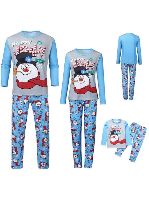 Christmas Family Matching Outfits Christmas Costume Snowman Prints Tops Pants Pajama Set