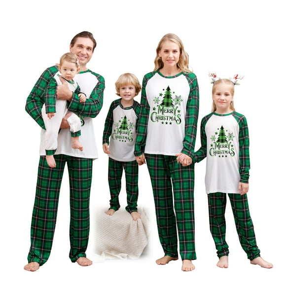 Christmas Family Matching Pajama Sets Cute Christmas Tree Elk Sleepwear Holiday PJS Sleepwear for Couples Kids Bab