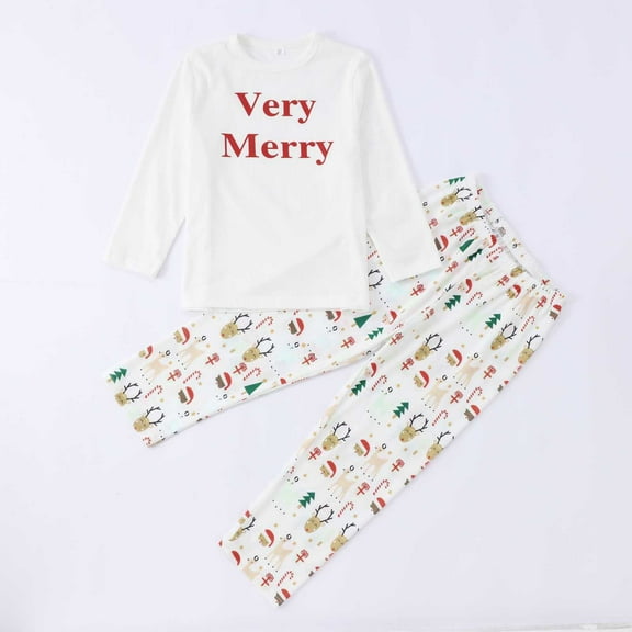 Christmas Family Matching Pajamas Christmas Pjs Holiday Nightwear Sleepwear Sets Long Sleeve Pjs STYLE A Green 5Y