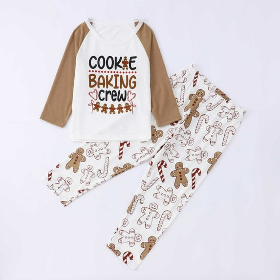 Christmas Family Matching Pajamas Christmas Pjs Holiday Nightwear Sleepwear Sets Long Sleeve Pjs STYLE B Brown 3Y