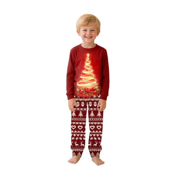 Christmas Family Matching Pajamas, Festive Xmas 2 Piece Pant Sets for the Whole Family, Holiday Pjs for Family (8-10 Years, Kids|Red #A)