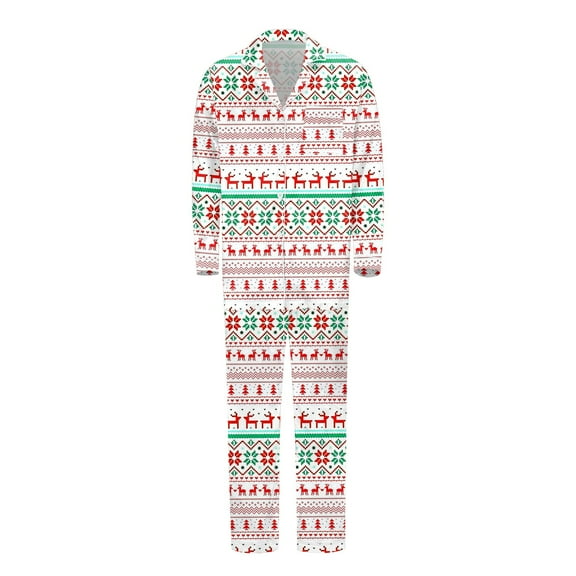Christmas Family Matching Pajamas Long Sleeved Button Shirt and Pants Pjs Set (Dad's)