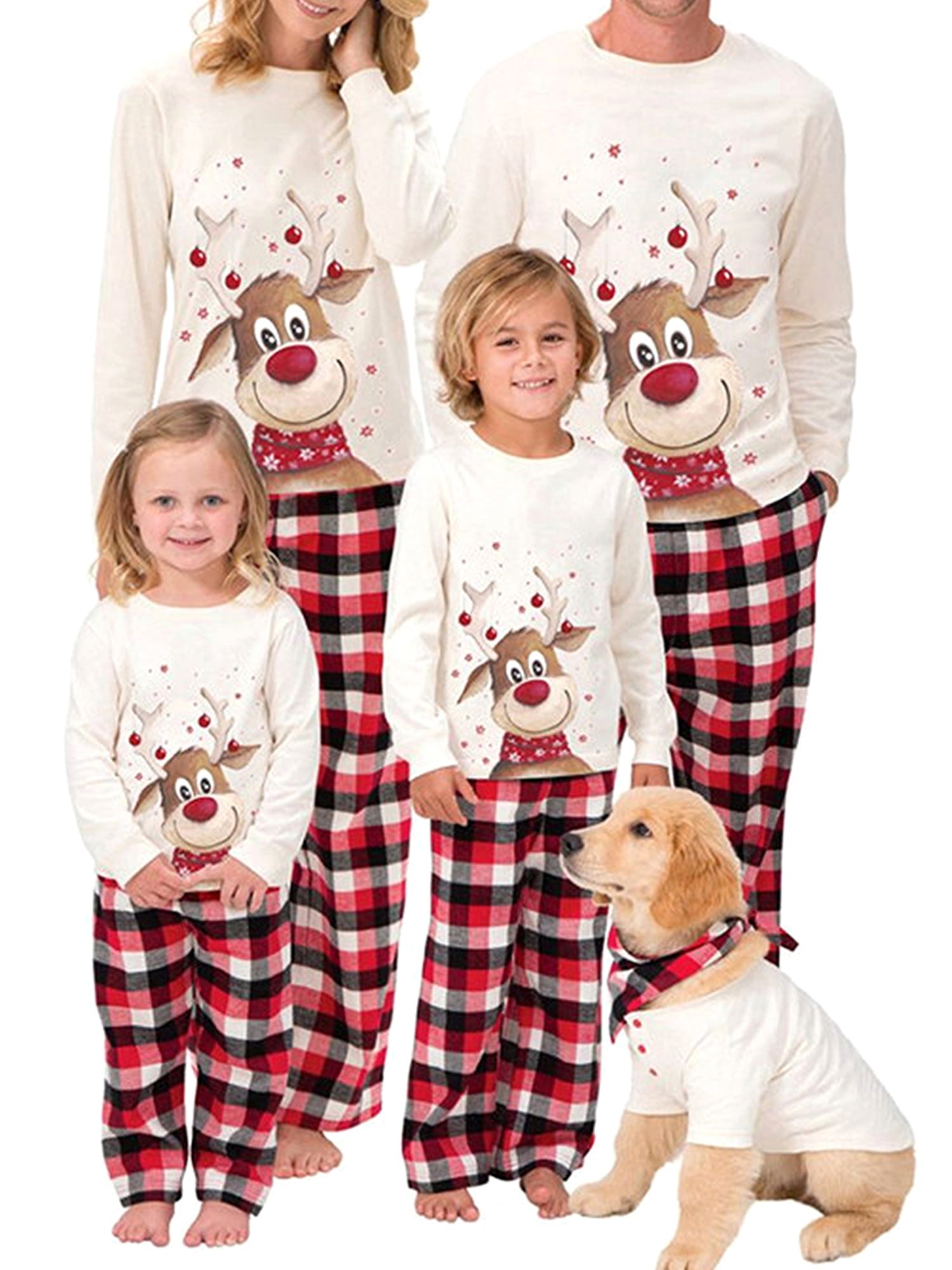 Snowman Matching Family Pajamas - Black/Charcoal Buffalo Plaid