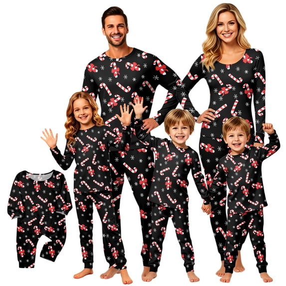 Christmas Family Matching Pajamas Set, Christmas Printed Printed Long Sleeve Sleepwear, Holiday Family PJs for Family Members of All Ages Christmas Photos & Holiday Celebrations