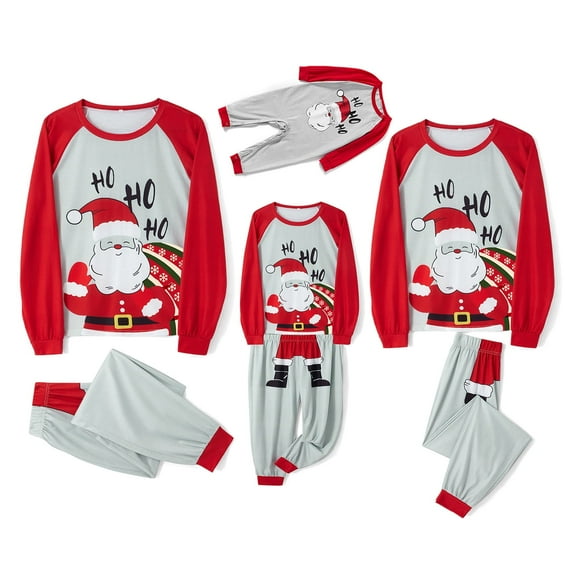 Christmas Family Matching Pajamas Set Cute Santa Print Tops and Pants Pajama PJS Sets Sleepwear for Family