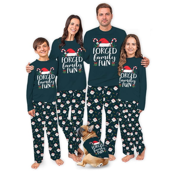 Christmas Family Matching Pajamas Set, Festive Navy Design with Santa, Size NB - Men 6XL And Pets