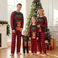 thumbnail image 1 of Christmas Family Matching Pajamas Set, Letters Elk Print T-shirt with Plaid Pants, 1 of 7