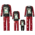 thumbnail image 1 of Christmas Family Matching Pajamas Set, Long Sleeve Snowman/Elk Print Tops with Plaid Pants, 1 of 9