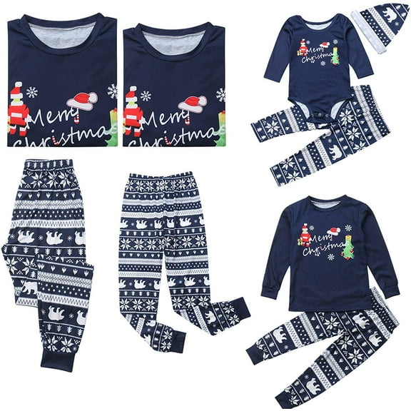 Christmas Family Matching Pajamas Set Parents Kids Tops Pants Homewear Sleepwear Homewear