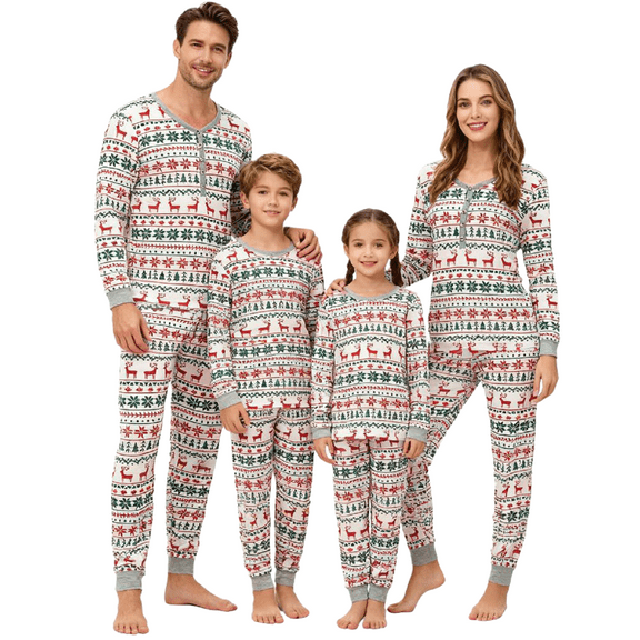 Christmas Family Matching Pajamas Set Pattern Top Pant Sleepwear Nightwear Homewear