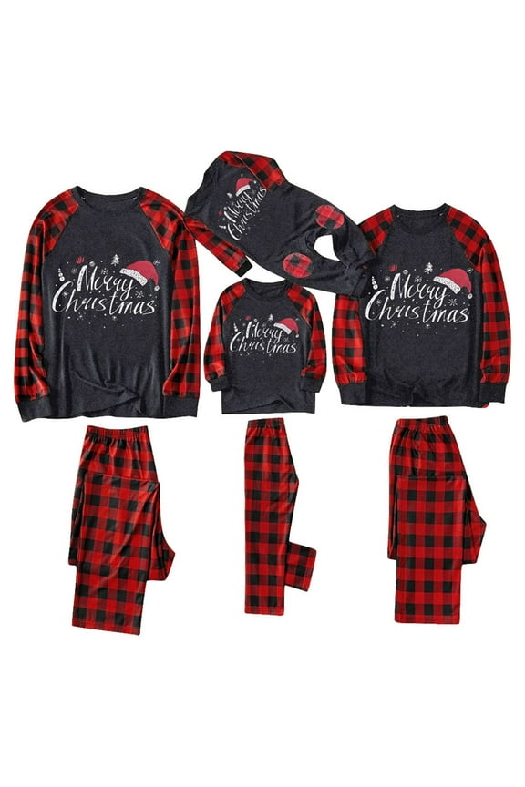 Christmas Family Matching Pajamas Sets, Dad Mom Kid Baby Cartoon Printed Sleepwear Homewear Sets