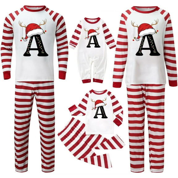 Christmas Family Matching Pajamas Sets with Letters Printed, Warm & Loose & Skin-friendly, Long Sleeved Pajamas Set, Xmas Festival Pjs, Christmas Theme Pajamas