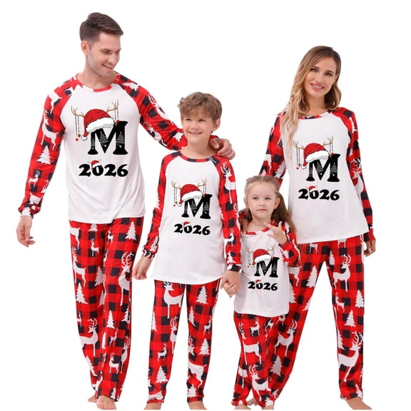 Christmas Family Matching Pajamas Sets with Letters Printed, Warm & Loose & Skin-friendly, Long Sleeved Pajamas Set, Xmas Festival Pjs, Christmas Theme Pajamas