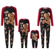 ELIPPEO Christmas Family Matching Pajamas Sets Long Sleeve Gingerbread Man Print ops + Pants Set
