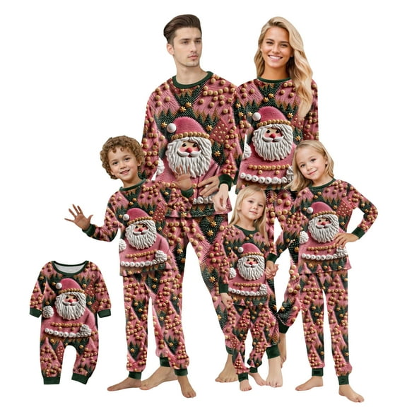 Christmas Family Matching Pajamas Sets, Thickened Plush Warm Flannel, Merry Christmas Pajamas, Long Sleeved Pajamas 2Pcs Set, Xmas Festival Pjs, Christmas Theme Pajamas