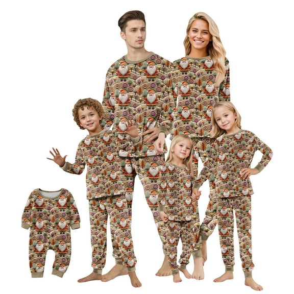 Christmas Family Matching Pajamas Sets, Thickened Plush Warm Flannel, Merry Christmas Pajamas, Long Sleeved Pajamas 2Pcs Set, Xmas Festival Pjs, Christmas Theme Pajamas