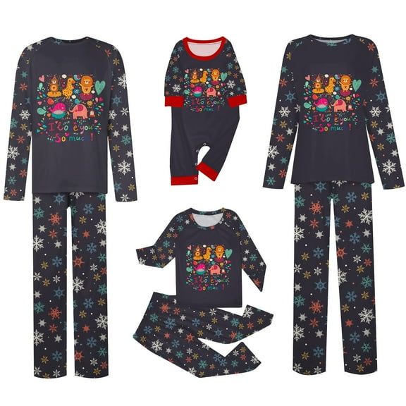 Christmas Family Matching Pajamas Sets, Warm & Loose & Skin-friendly, Long Sleeved Round Collar Pajamas Set, Xmas Festival Pjs, Christmas Theme Pajamas
