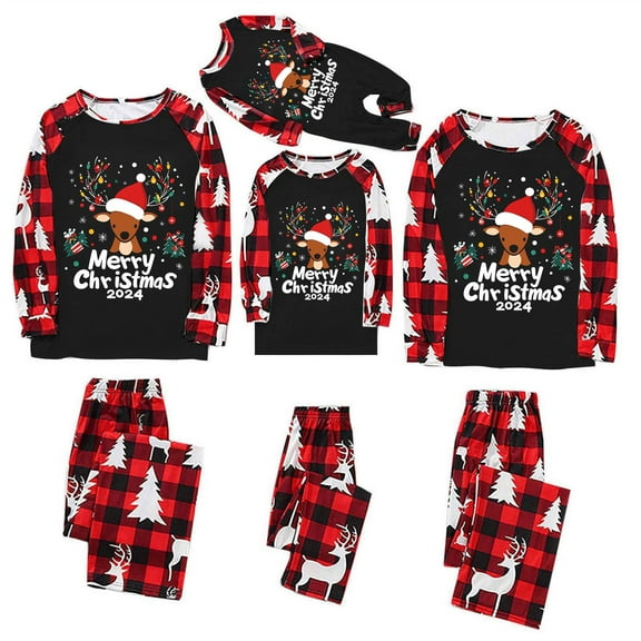 Christmas Family Matching Pajamas Sets, Warm & Loose & Skin-friendly, Long Sleeved Round Collar Pajamas Set, Xmas Festival Pjs, Christmas Theme Pajamas