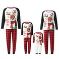 thumbnail image 1 of Christmas Family Matching Pajamas for Dad Mom Kids Baby, Long Sleeve Deer Letter Print T-Shirt Plaid Pants Sleepwear Set, 1 of 7