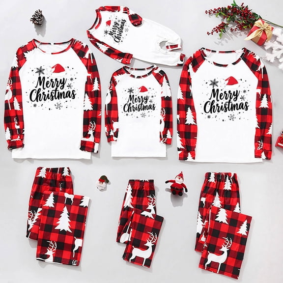 Christmas Family Matching Pajamas for Women/Men/Kids/Baby Christmas Pjs Fall Winter Sleepwear Sets for Xmas Holiday Party,White 19,kid:3 Years
