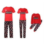 ALASELEGANTES Christmas Family Matching Pyjamas PJS Set Santa SQUAD Sleepwear Nightwear T Shirt Hat Printed Pant