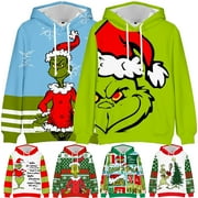 LUXIFA Christmas Family Matching Sets,Fleece Pullover Hoodie Sweatshirt, up to Size 8XL,Unisex(1Pack)