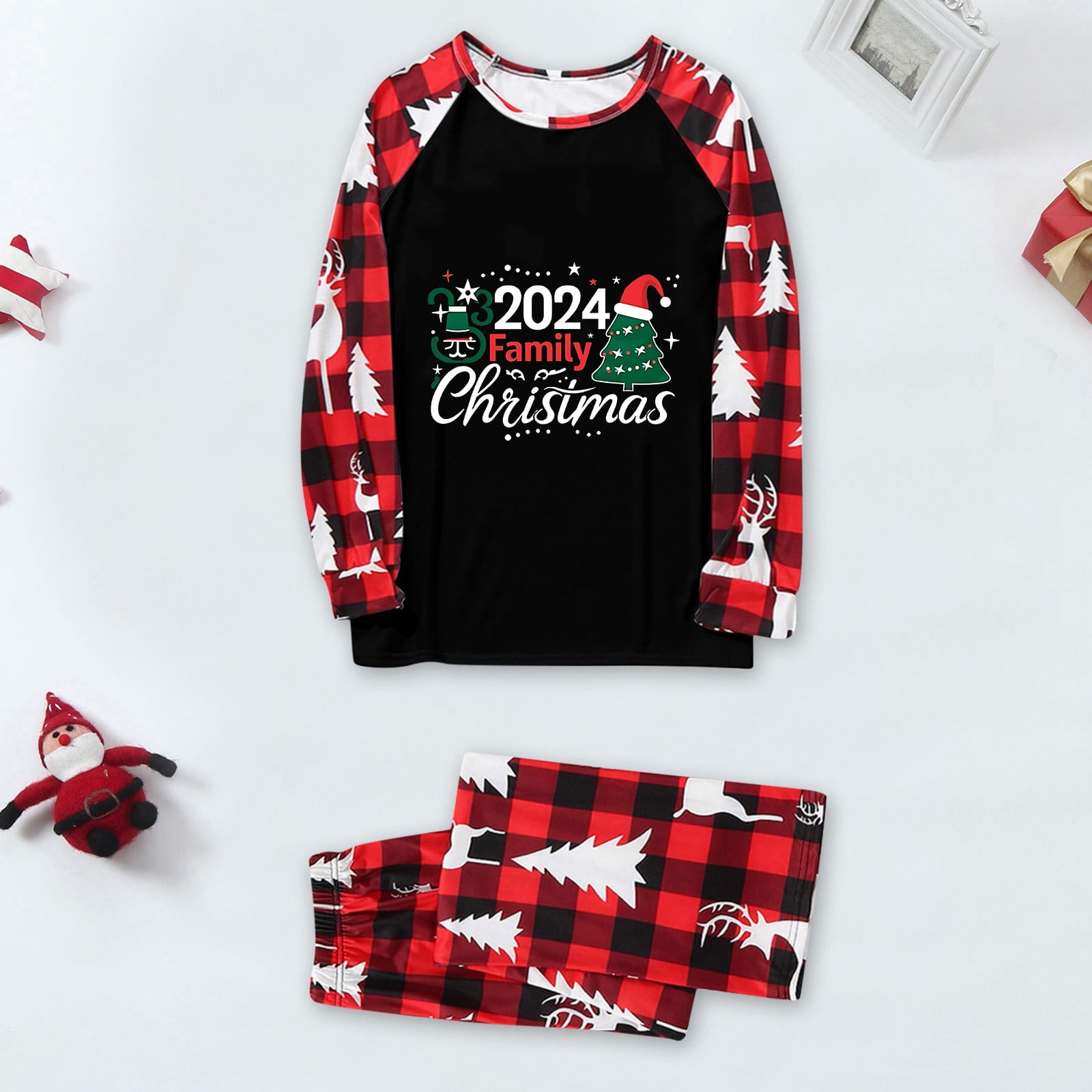 Christmas Family Outfit Christmas Tree Print Pajamas Loungewear (Mom