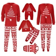 HUANGXIAAA Christmas Family Pajama Set Long Sleeve Pajama Tops Christmas Pajama Pants Christmas Printed Family Clothes Christmas Pajamas for Family and Pet Holiday Family Matching Pajamas