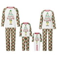 thumbnail image 1 of Christmas Family Pajamas Matching Set Cartoon Print Raglan Sleeve Tops and Elastic Plaid Pants Loungewear Soft Sleepwear, 1 of 10