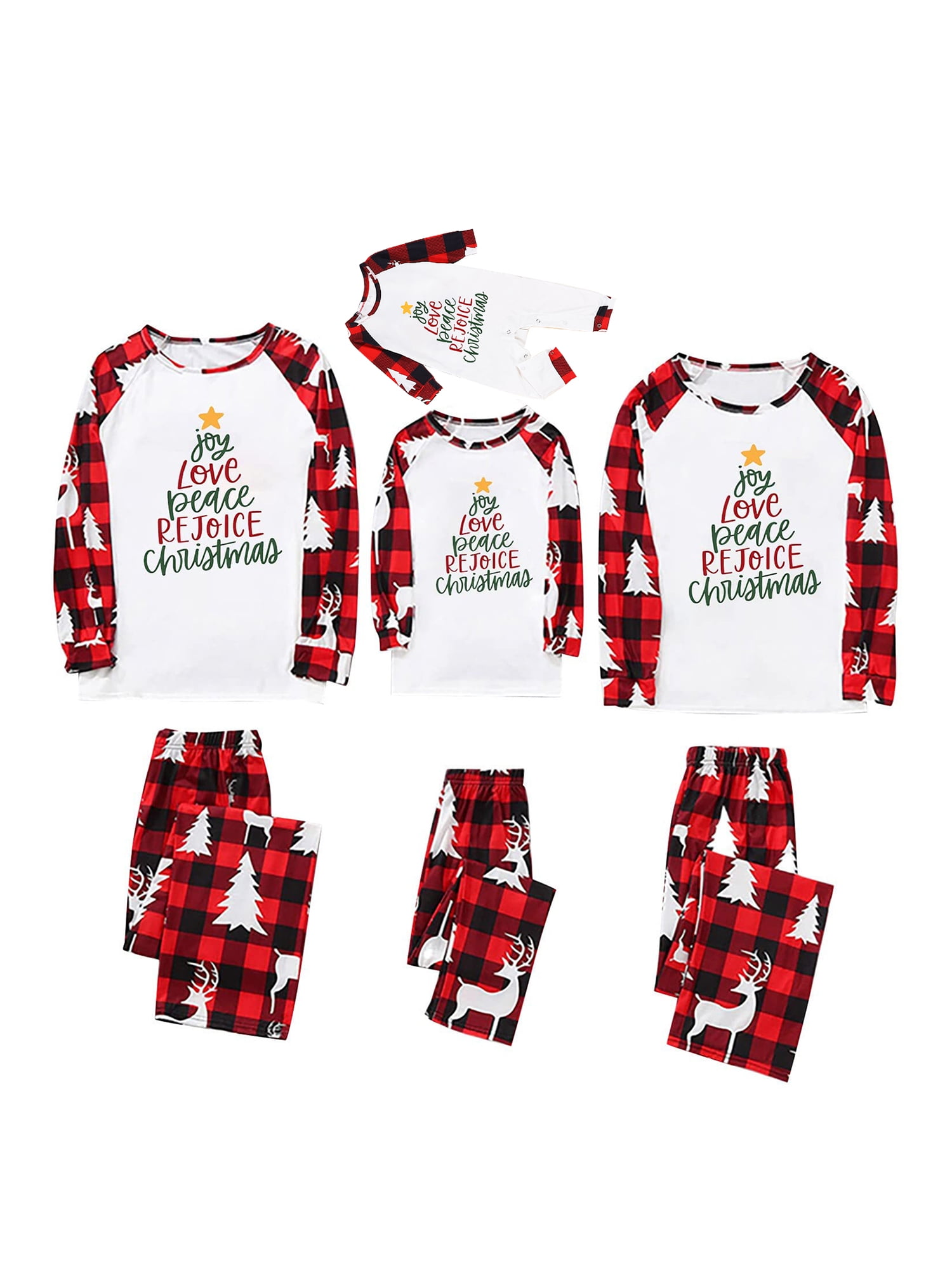 Christmas Family Pajamas Matching Set Christmas Tree Deer Print Tops ...