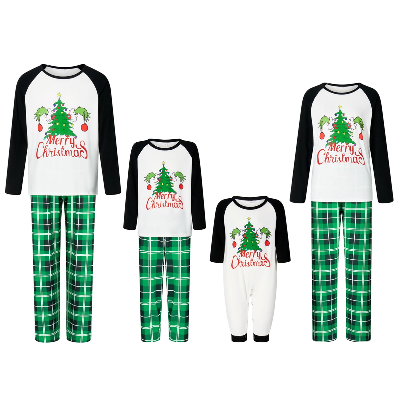 Christmas Family Pajamas Matching Set Christmas Tree Print Long Sleeve ...
