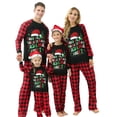 thumbnail image 1 of Christmas Family Pajamas Matching Set Letter Print Long Sleeve Tops and Elastic Plaid Pants Loungewear Soft Sleepwear, 1 of 10