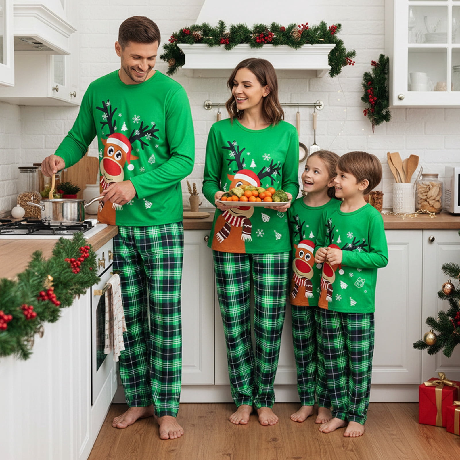 Christmas Family Pajamas Matching Set Letter Print Long Sleeve Tops and ...