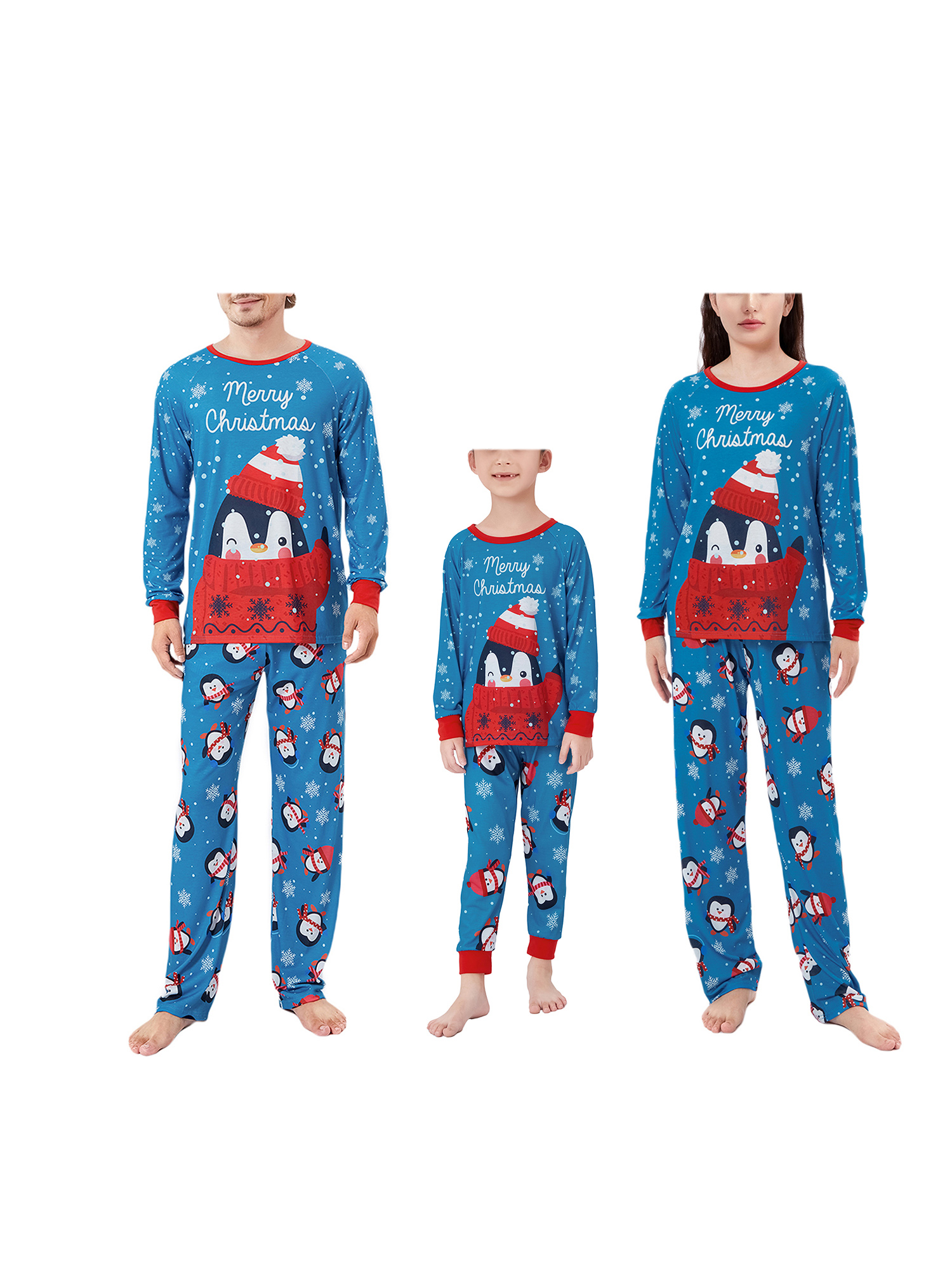 Christmas Family Pajamas Matching Set Letters Print Long Sleeve T-shirt ...