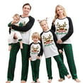 thumbnail image 1 of Christmas Family Pajamas Matching Set, Long Sleeve Elk Letters T-shirt with Plaid Pants Sleepwear Loungewear, 1 of 3