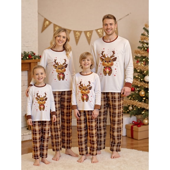 Matching Family Tree Family Matching Christmas Pajamas Sets, Green Cartoon Graphic Print ...