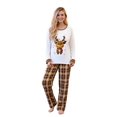 thumbnail image 1 of Christmas Family Pajamas Matching Set Long Sleeve Elk Print Tops and Plaid Pants Sleepwear, 1 of 9