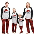 thumbnail image 1 of Christmas Family Pajamas Matching Set, Long Sleeve Letters Print T-shirt with Plaid Pants Sleepwear Loungewear, 1 of 7