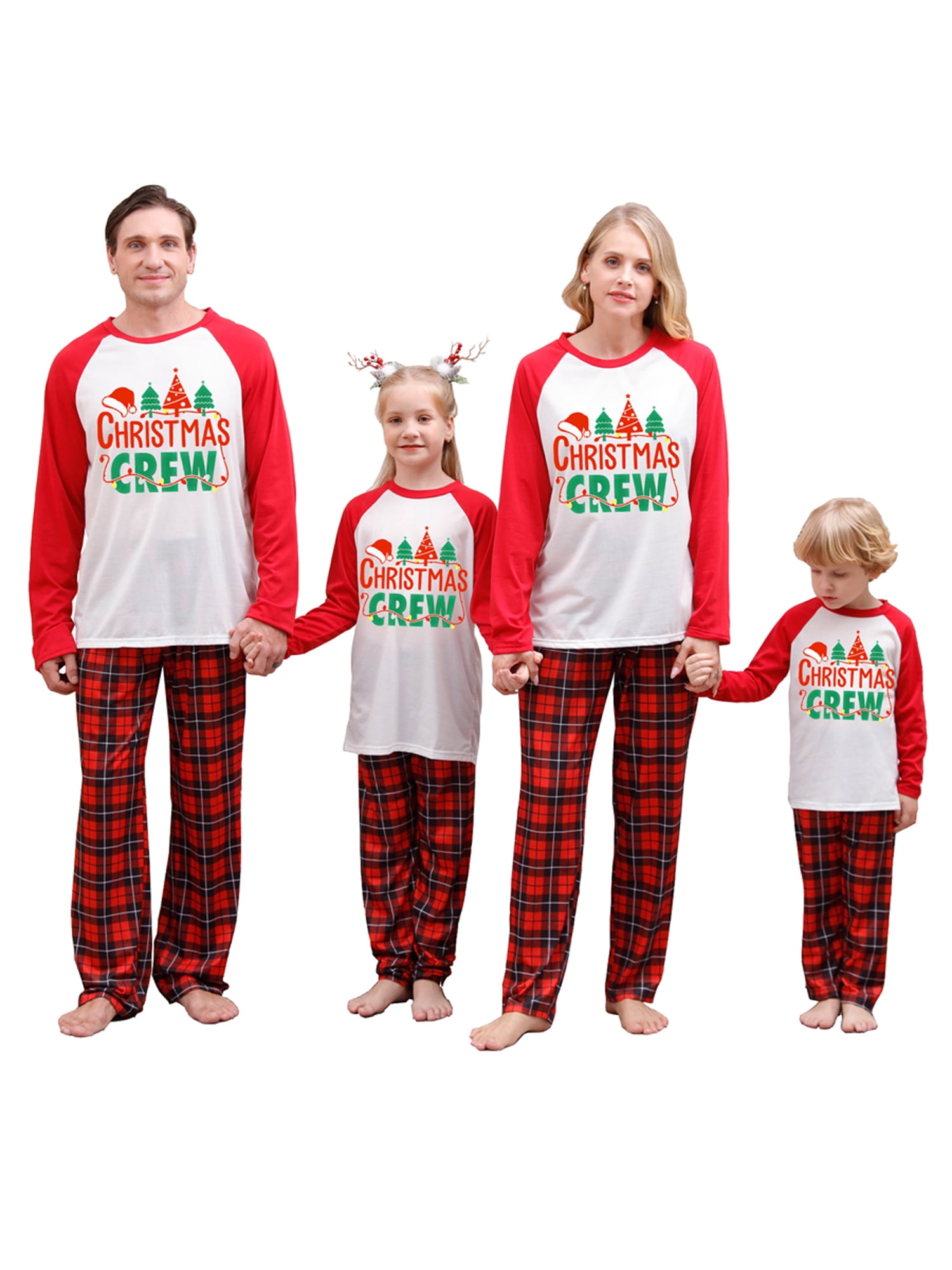 Christmas Family Pajamas Matching Set, Long Sleeve Letters Print T ...