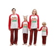 thumbnail image 1 of Christmas Family Pajamas Matching Set, Long Sleeve Letters Print T-shirt with Plaid Pants Sleepwear Loungewear, 1 of 4