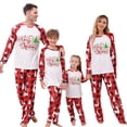 thumbnail image 1 of Christmas Family Pajamas Matching Set, Long Sleeve Letters Print T-shirt with Plaid Pants Sleepwear Loungewear, 1 of 4