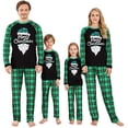 thumbnail image 1 of Christmas Family Pajamas Matching Set Long Sleeve Letters Print Top Green Plaid Pants Loungewear, 1 of 7