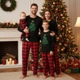 thumbnail image 1 of Christmas Family Pajamas Matching Set Long Sleeve Tree Print T-shirt Plaid Pants Loungewear, 1 of 7