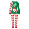 thumbnail image 1 of Christmas Family Pajamas Matching Set Santa Claus Letter Print Long Sleeve Tops and Striped Pants Sleepwear, 1 of 9