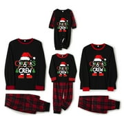 BEBIULLO Christmas Family Pajamas Matching Set Santa Claus Print Tops Plaid Pants Sleepwear XMAS Jammies