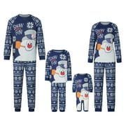 CAITZR Christmas Family Pajamas Matching Set Xmas Dinosaur Print Long Sleeve Tops and Plaid Pants Sleepwear