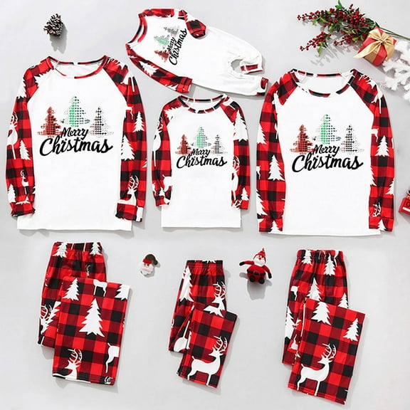 Christmas Family Pajamas Matching Set Trendy Print Xmas Holiday Zip Up Long Sleeve Pjs Hooded Women Men Kid Baby Sleepwear,Red,Baby:12 Months
