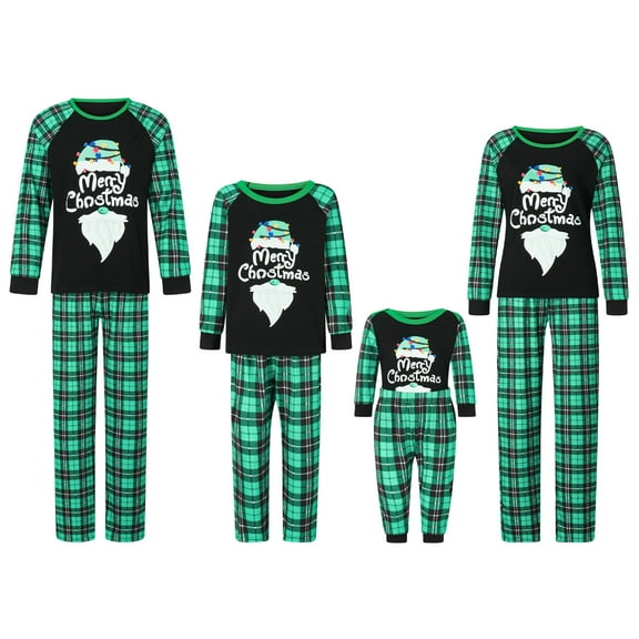 Christmas Family Pajamas Matching Sets,Bear Classic Plaid Xmas Clothes Soft Outfit Sleepwear