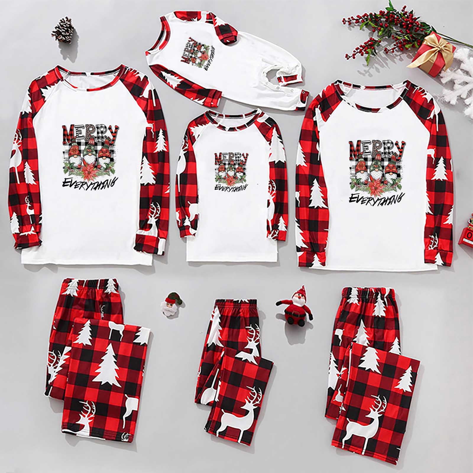 Christmas Family Pajamas Matching Sets for Couples Kids Baby Holiday