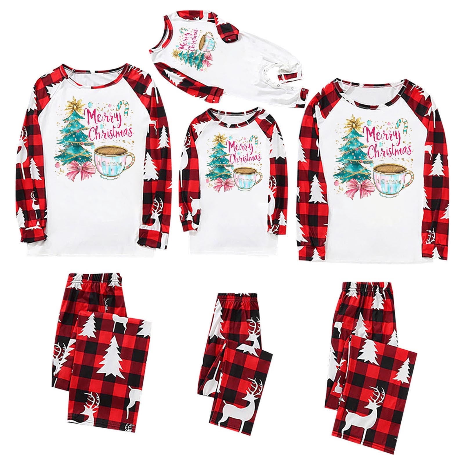Christmas Family Pajamas Matching Sets Cute 2 Piece Xmas Pjs Holiday ...